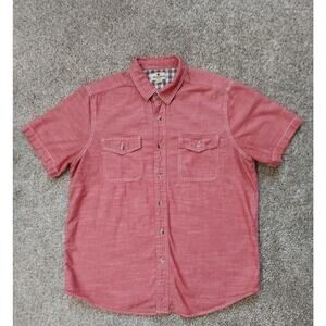 Woolrich Men's Red Chambray Short Sleeve Button Down Shirt SZ L Casual Workwear